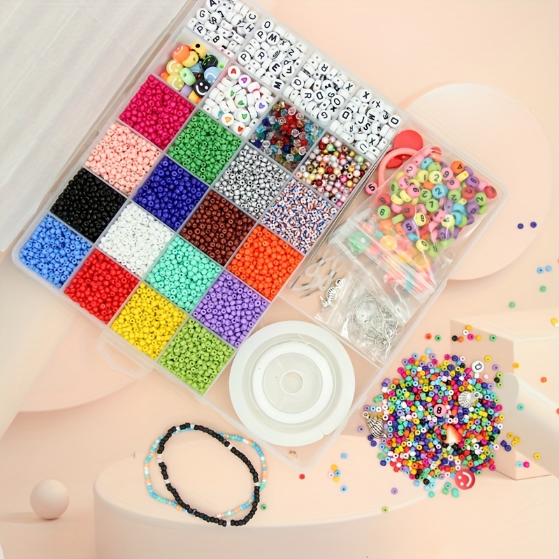 14400pcs 3mm 24 Colors Mini Glass Beads For Threading Diy Beading Kit Craft  Beads Bead String For Bracelets Necklaces