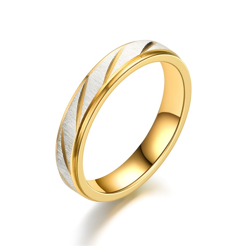  Uloveido Un par de anillos de compromiso de oro de titanio para  parejas dobles de 0.236 in para hombres y 0.197 in para mujeres, juego de  alianzas de boda CR058, Metal