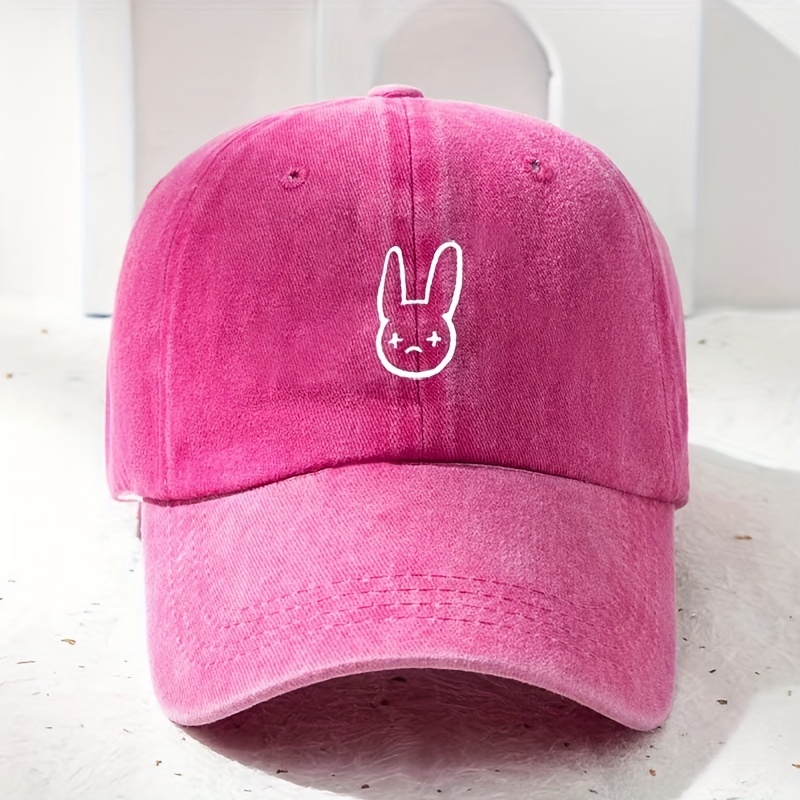 Bad Bunny Hat Novelty Embroidered Adjustable Black Baseball Hat Soft Top  Washed Red Heart Hip Hop Unisex - AliExpress