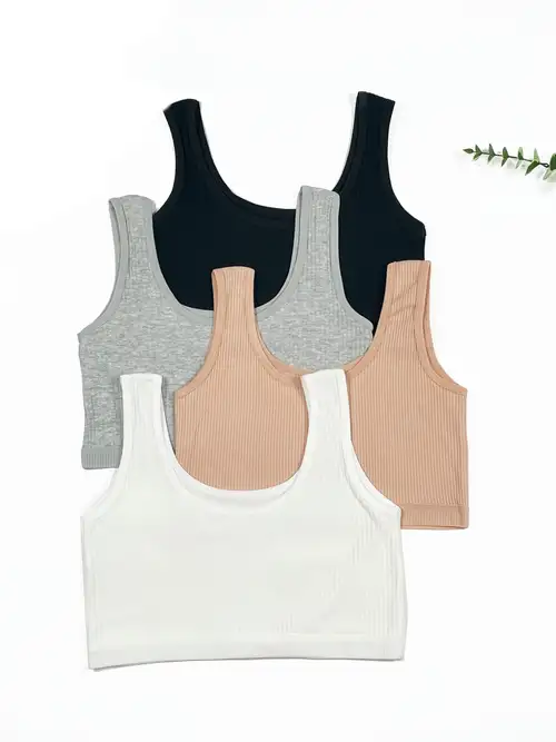 Teen Girls Bras Puberty Camisole Seamless Solid Color Bras - Temu