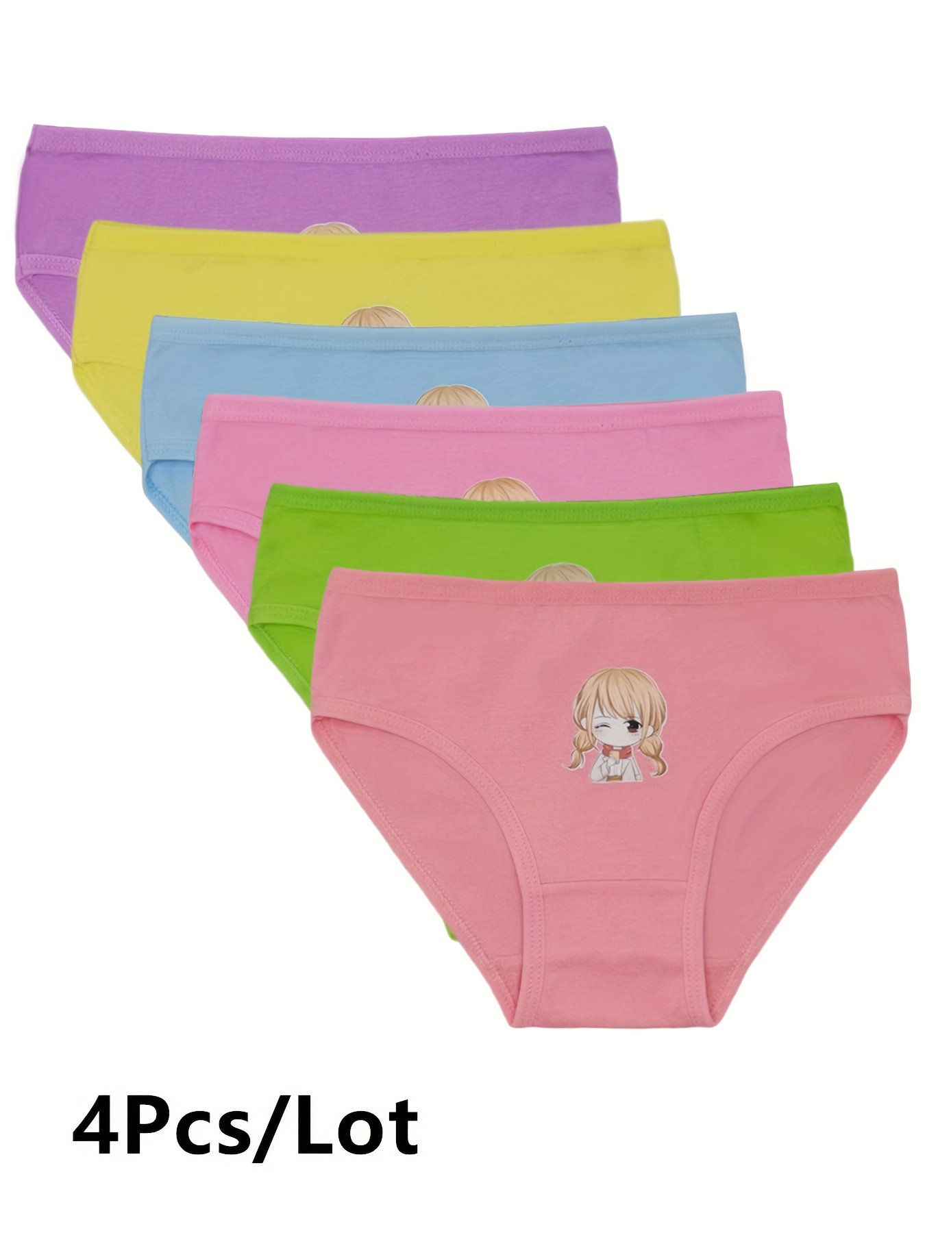 5pcs Cute & Soft Cotton Cartoon Pattern Briefs Panties Set For Women