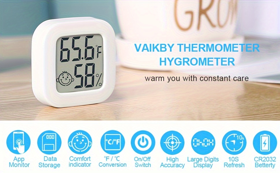 Bt Hygrometer Thermometer Smart Humidity Meter With Remote - Temu