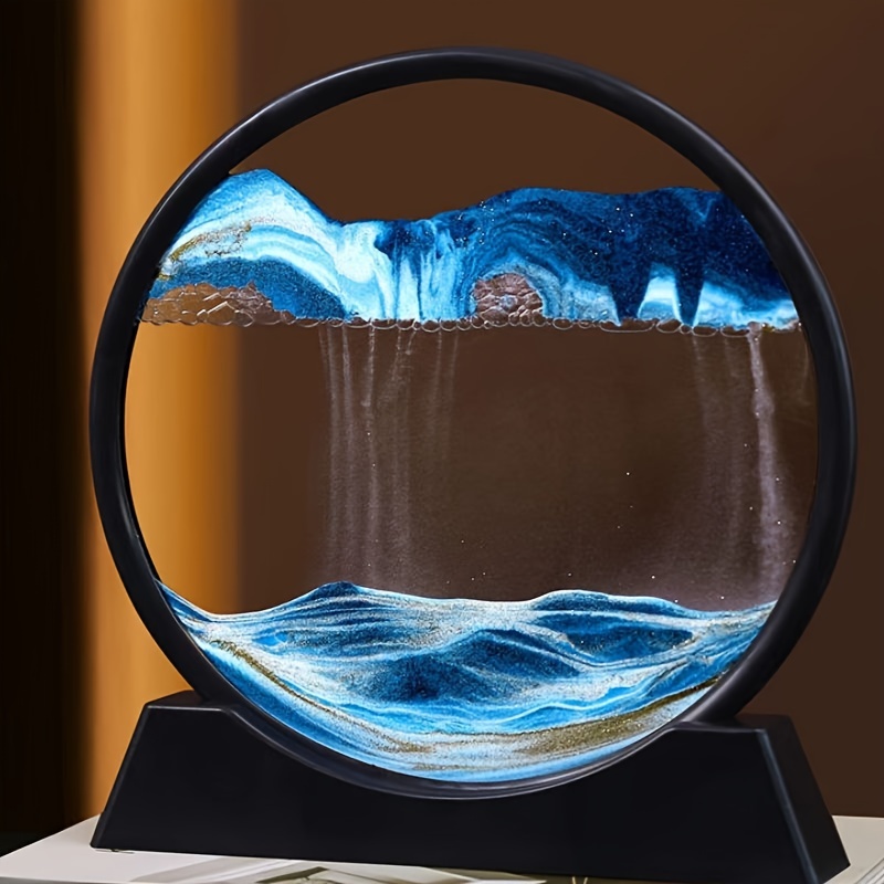 Creative Moving Sand Art Picture Rotatable Round Glass Flowing Sand  Painting 3D Sandscape Hourglass Quicksand Home Decor Gifts