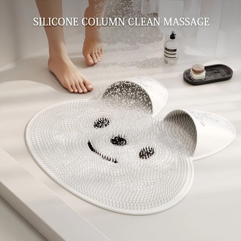 Bath Mat Rabbit Silicone Massage Floor Mat Back Rub Tool Bathroom Non-slip  Pad Foot Wash Dead Skin Removal Shower Room Floor Mat