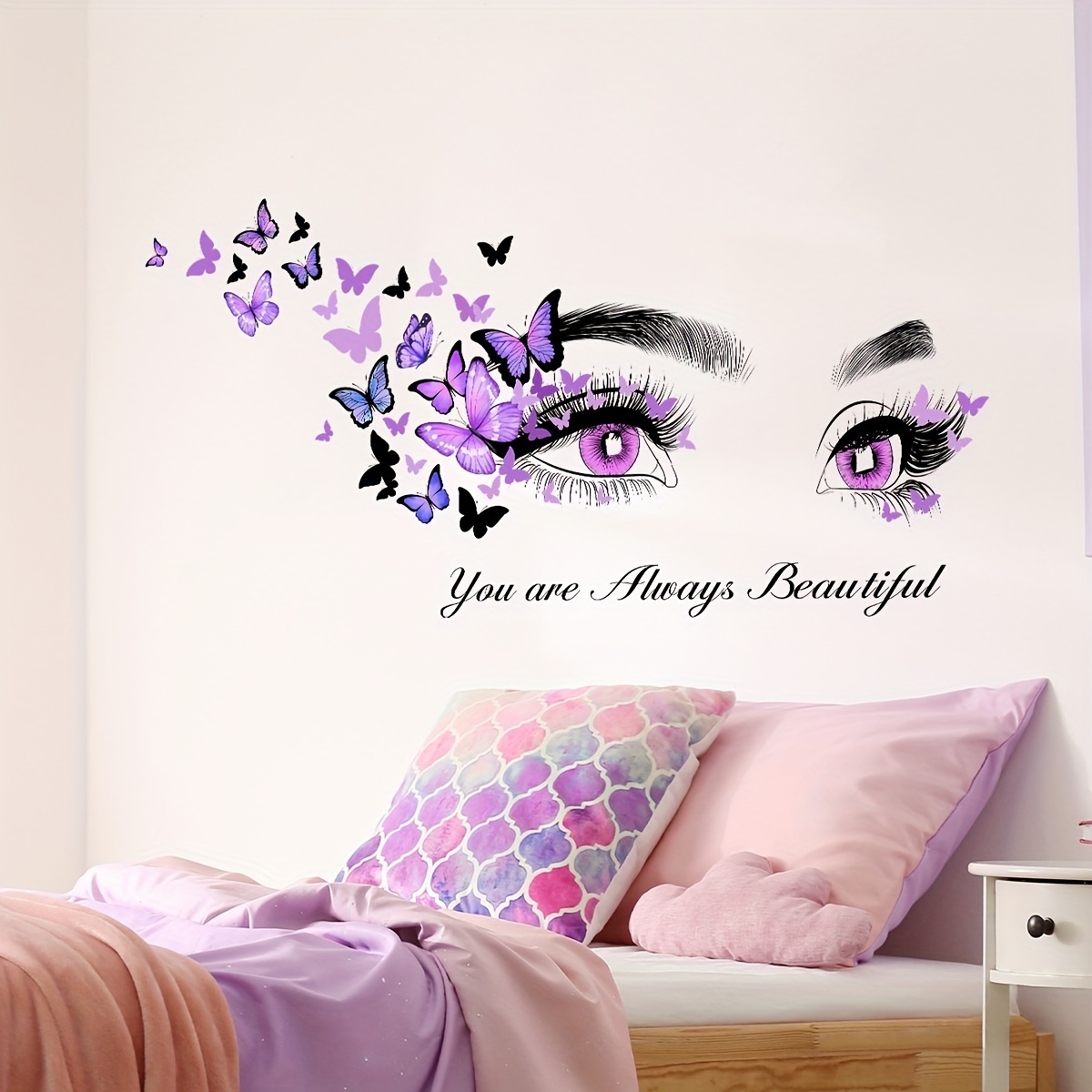 

1pc Creative Wall Sticker, Purple Eye Butterfly Pattern Self-adhesive Wall Stickers, Bedroom Entryway Living Room Porch Home Decoration Wall Stickers, Removable Stickers, Wall Decor Decals