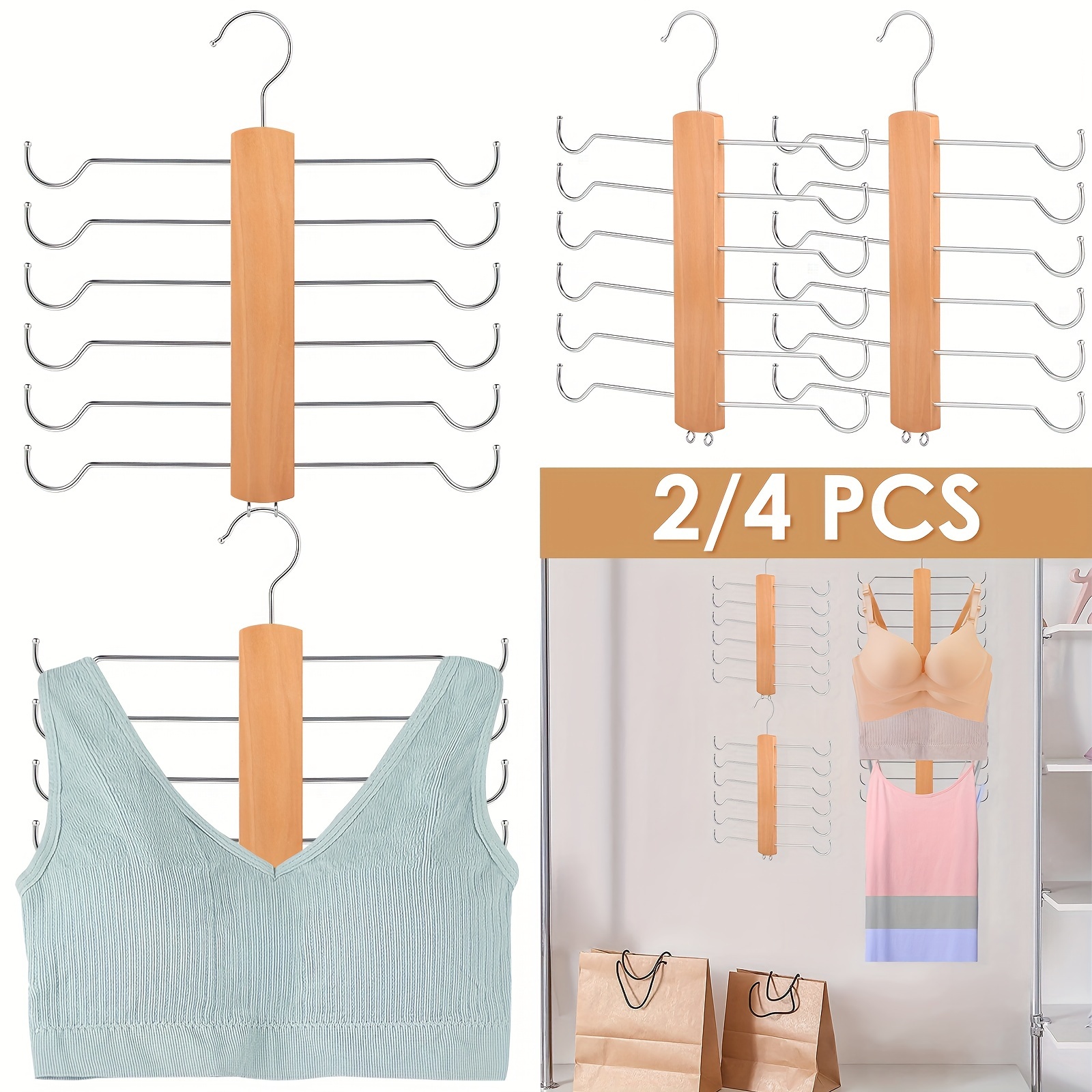 1pc Cintre De Rangement Pour Sous-vêtements Multicouche, Cintre En Bois Pour  Soutien-gorge Et Camisole, Support De Rangement Suspendu Pour Placard, Cintre  Pour Vêtements Multifonctionnel Et Gain De - Temu Belgium