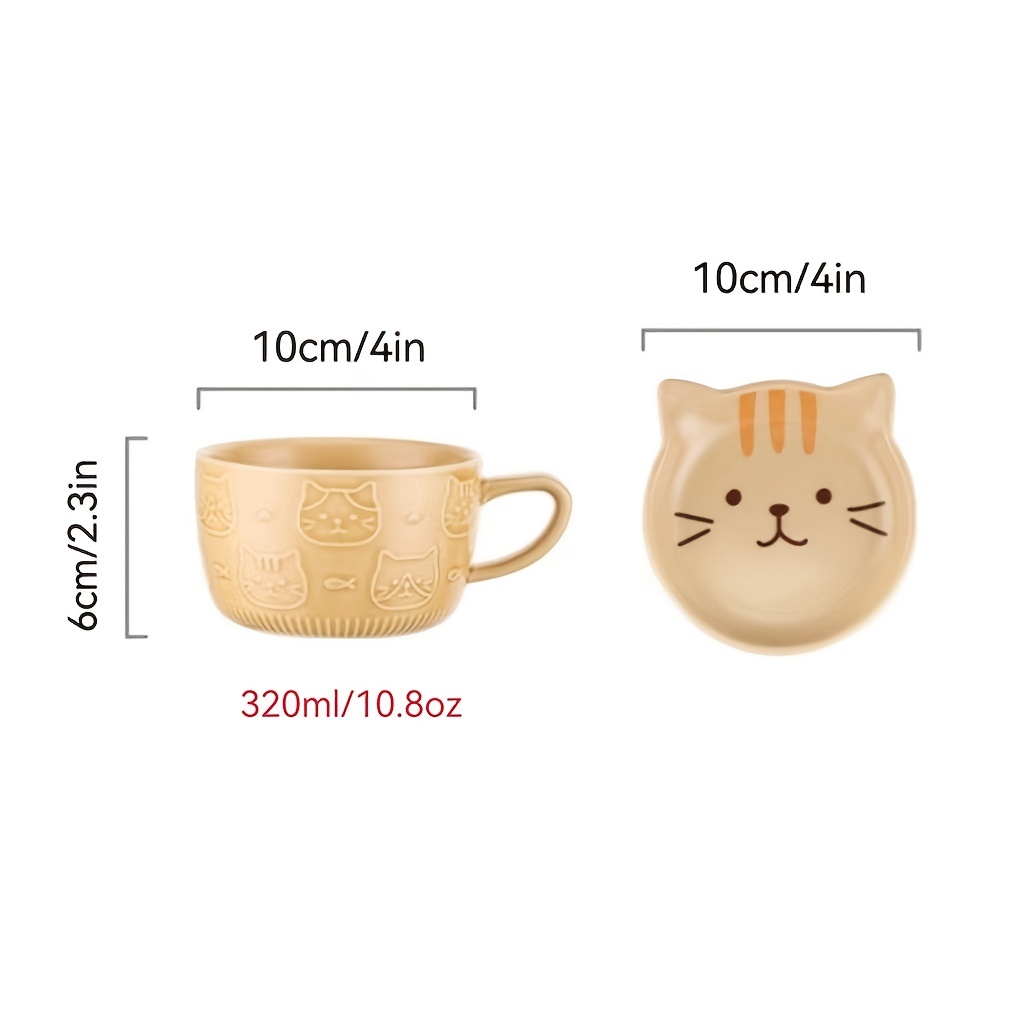 Cute Ceramic Cat Mugs With Lids Or Coaster Novelty Lovely - Temu