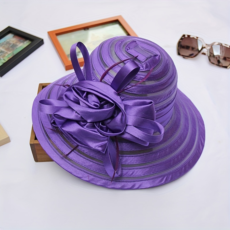 AIXIWAWA Red Purple Flower Sun Hat Womens Foldable Sun Hats for