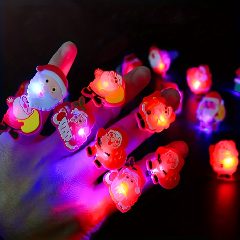 5/10/20pcs Christmas Party Favors LED Finger Lights, Light Up Rings Stocking Stuffers Party Favors Assorted Styles Gift Package Toy Party Supplies
