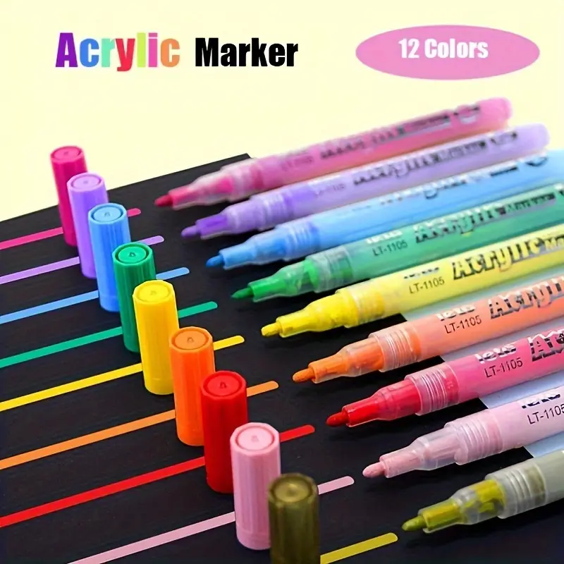 12pcs, Colors Super Cool Markers, Suitable For Children, Birthday Gift,  Christmas Stocking Stuffed, Carnival Prizes, School Classroom Rewards,  Christm