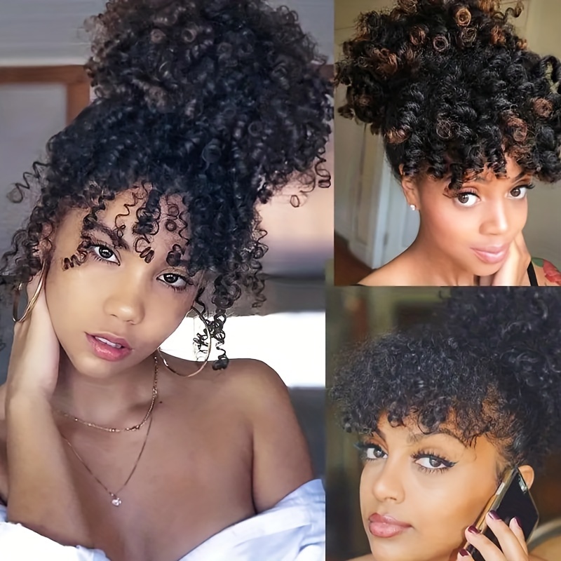 Kinky Curly Ponytail with Bangs Hairpiece
