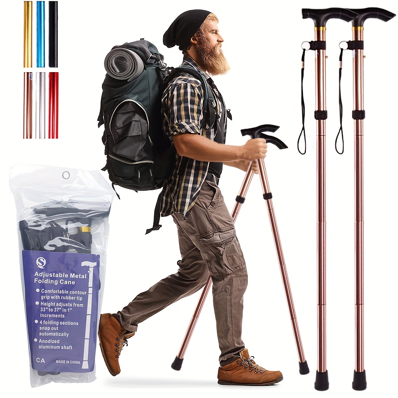 Comfortable Collapsible Walking Stick For Outdoor Activities Adjustable Folding  Trekking Pole For Men Women And Elderly, High-quality & Affordable