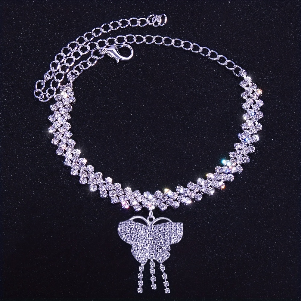 Rhinestone Butterfly Anklet for Women