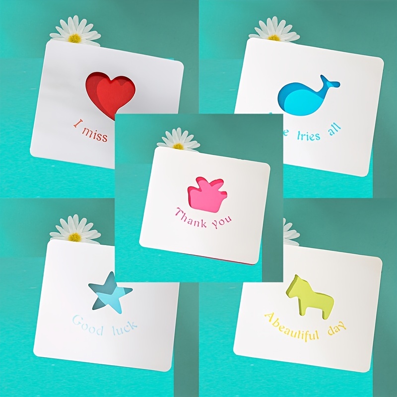 Creative Color Hollow Greeting Cards Folding Small Cards - Temu