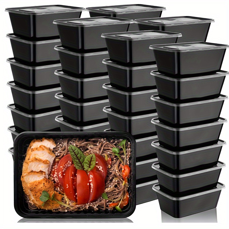 20 Pack Reusable Meal Prep Containers Microwave Safe Food Storage  Containers with Lids, 24 oz -1 Compartment Take Out Disposable To Go  Plastic Bento