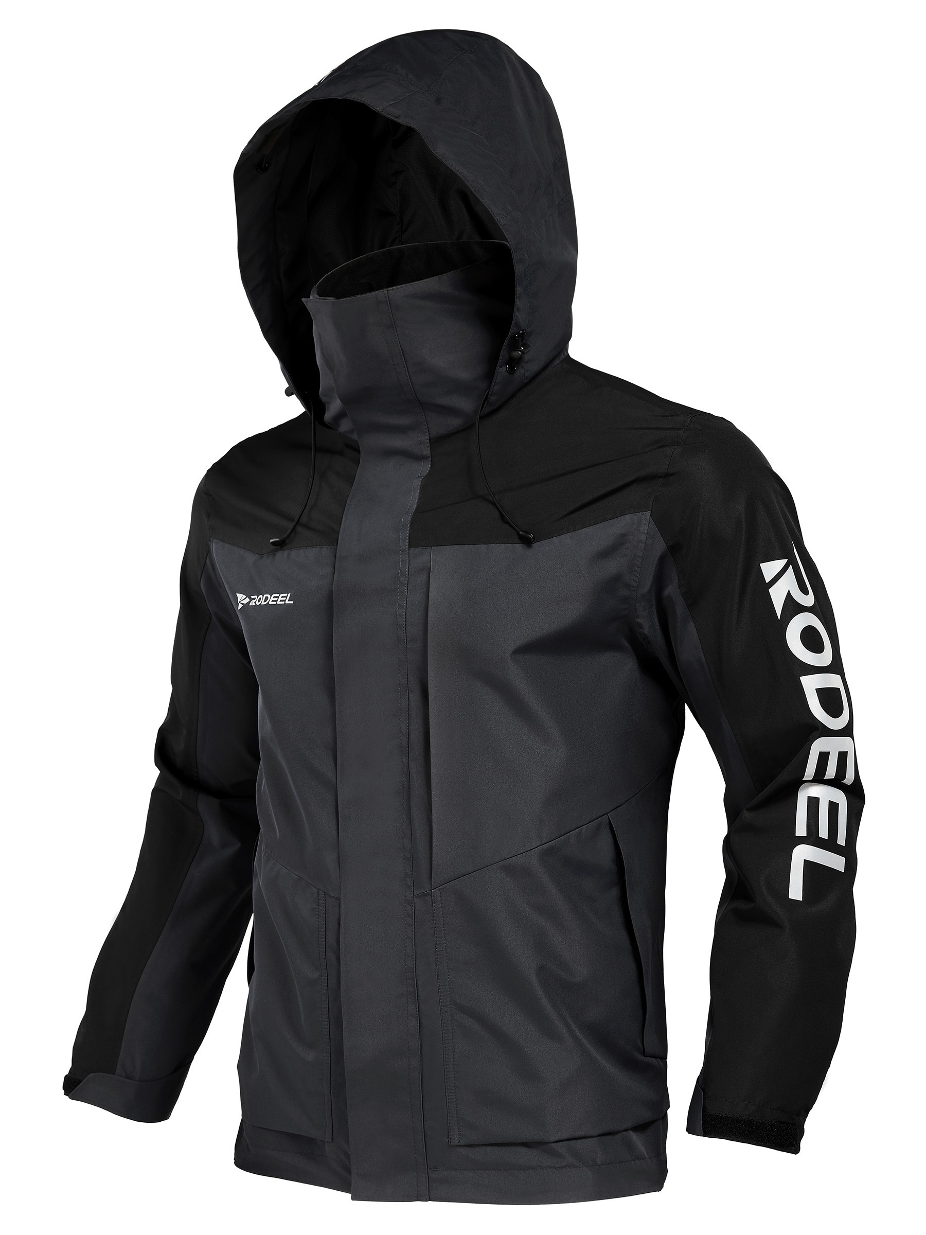 Waterproof Hooded Jacket Men Reflective Design Breathable - Temu