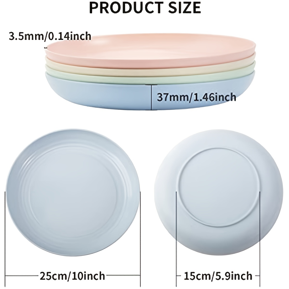 Plastic plates microwave safe and dishwasher safe. Unbreakable, reusable  10 dinner plates. BPA free and eco friendly wheat straw plates and