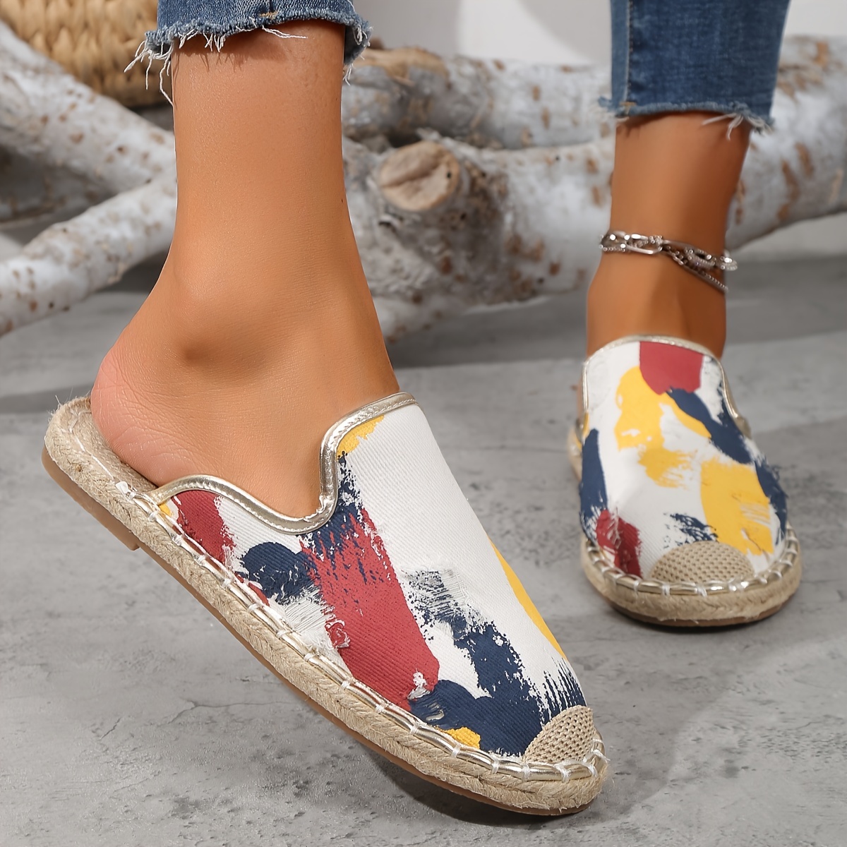 Women's Graffiti Print Slip On Espadrilles Casual Outdoor Shoes