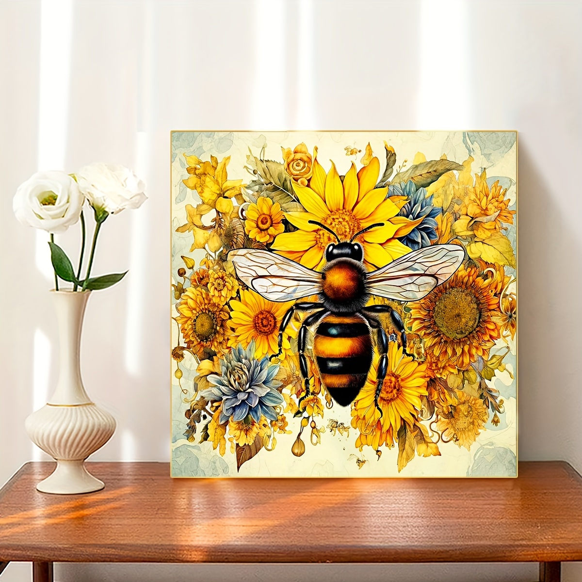 Handmade Honey Bee Decor, Bee Flower Decor, Bee Wall Art