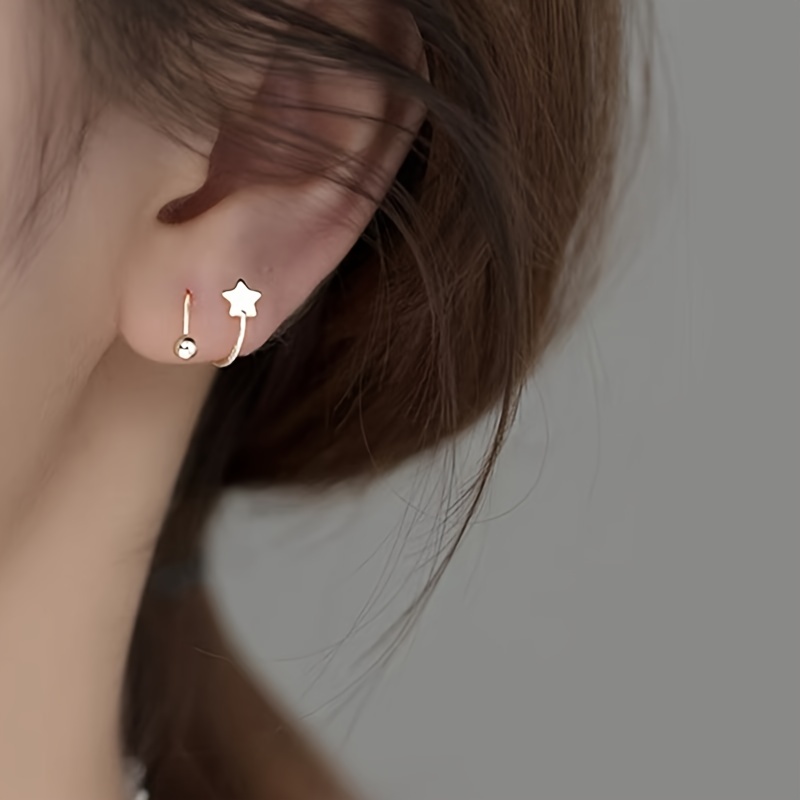 925 Sterling S Shaped Star Ear Stitch for Women