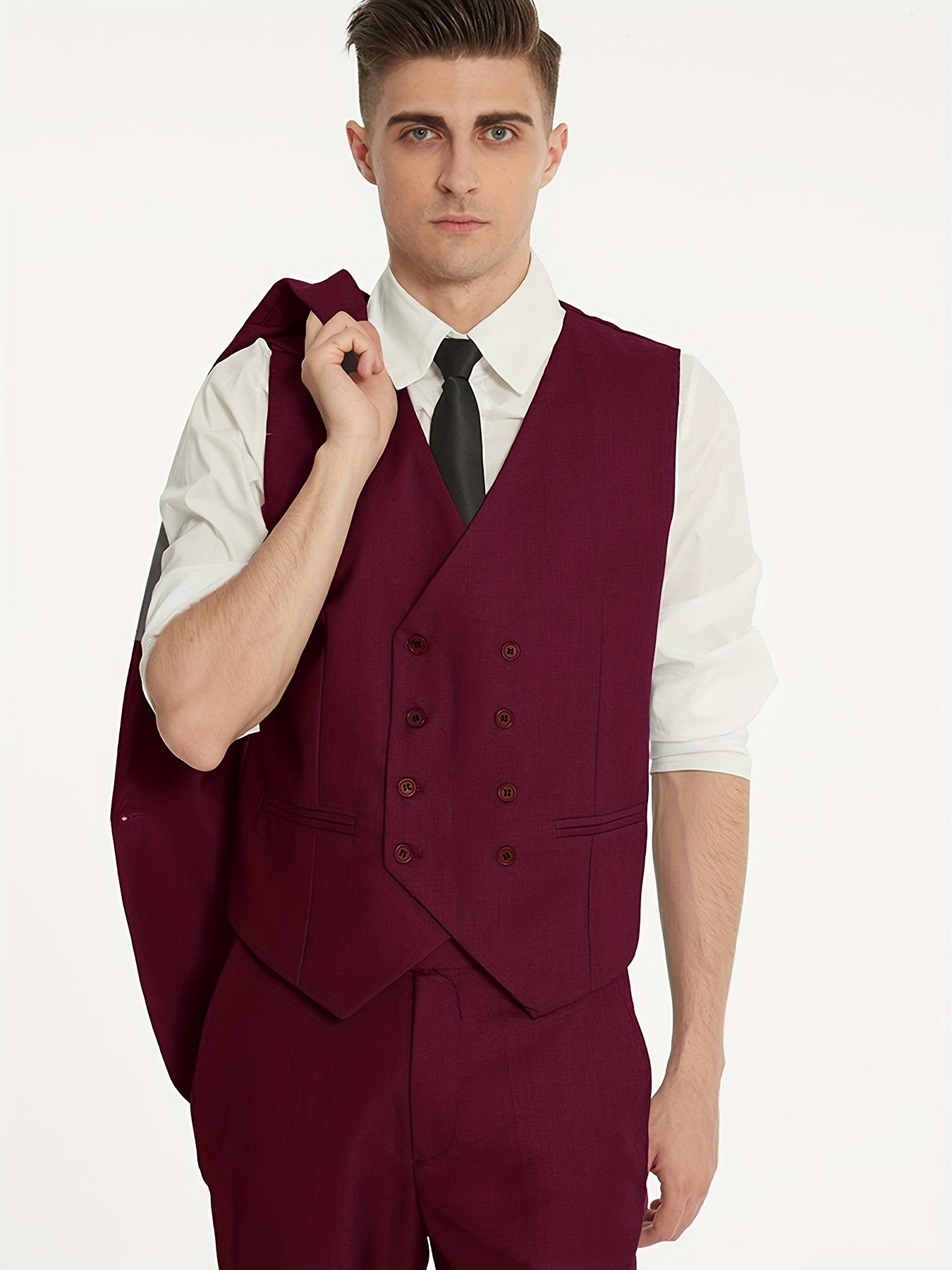 Burgundy 2 Pieces Suits for Men Slim Fit Custom Made Formal Business Suit  Plus Size Trajes