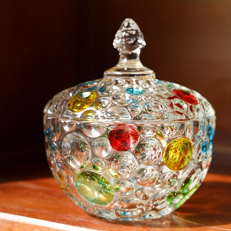 ComSaf Glass Candy Dish with Lid, Clear Covered Candy Bowl