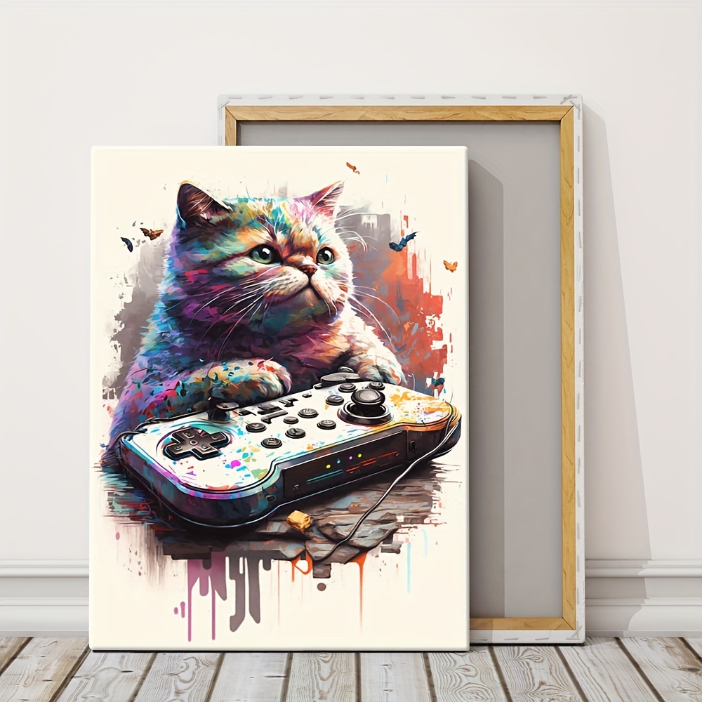 Modern Canvas Poster, Cat Game Controller Canvas Wall Art, Artwork Wall  Painting For Bathroom Bedroom Office Living Room Wall Decor, Home  Decoration, No Frame - Temu