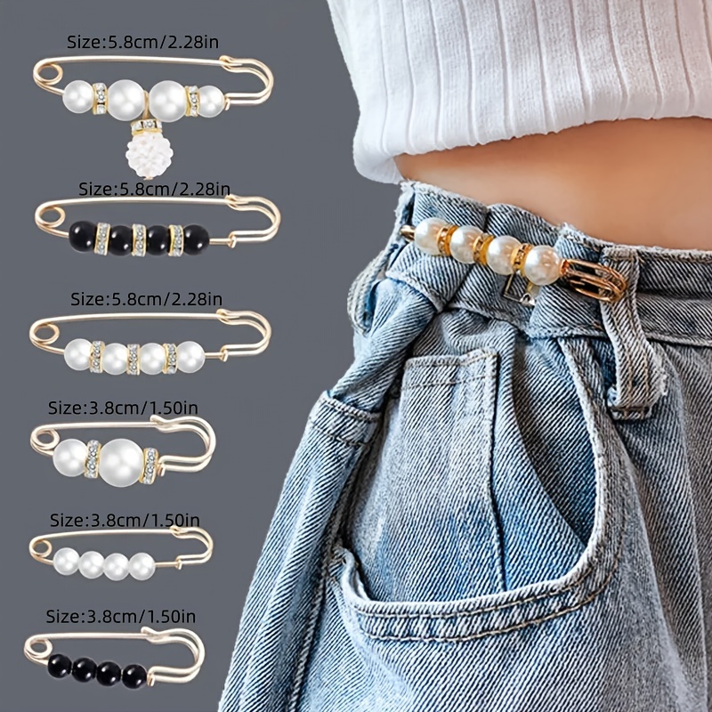 6pcs Set Specification Trousers Waist Clip Waistband Pin Waist Reduction Brooch Women's Fixed Clothing Overalls Skirt Waist Tightening Anti-exposure Trousers Needle