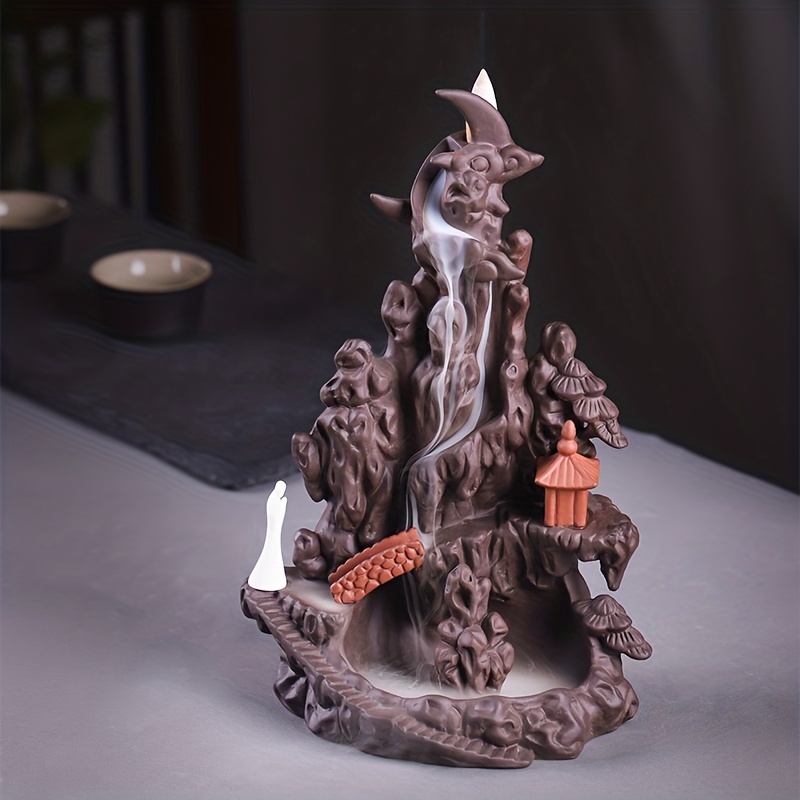 Handmade Ceramic Deer Waterfall Incense Burner Cute Animal - Temu