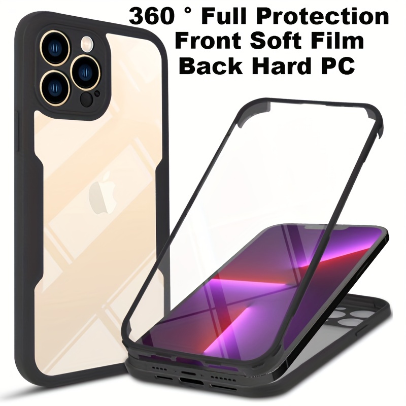 360 full protection transparent phone case for iphone 14 pro max front soft film hard back cover for iphone 11 12 13 15 pro max x xs xr 8 7 plus mini se case 1