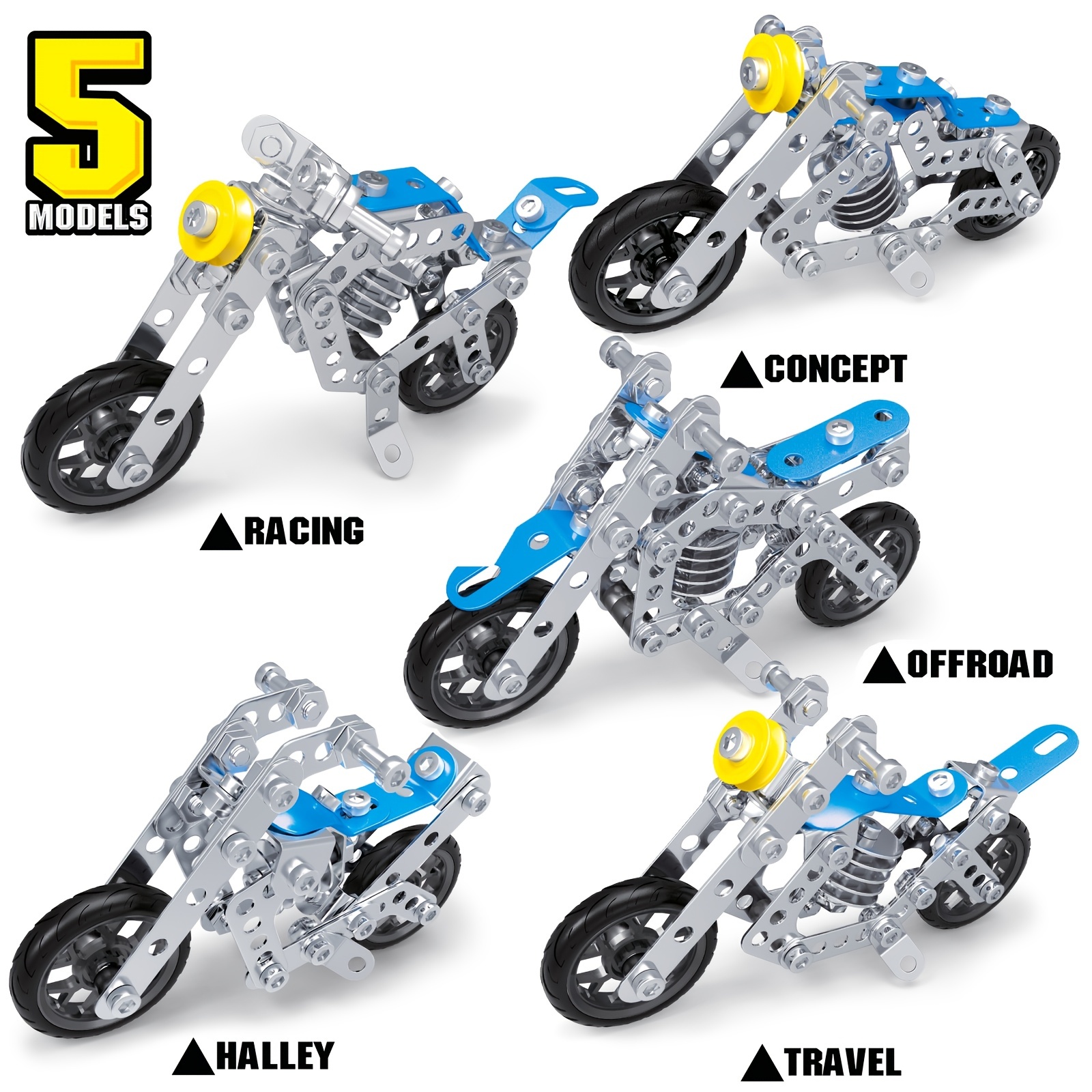 Erector Set Motorcycle Stem Building Toys For Kids Metal - Temu