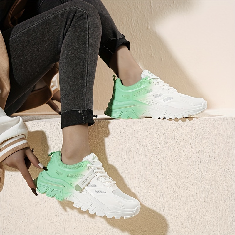 Women's Ombre Mesh Chunky Sneakers Running Shoes