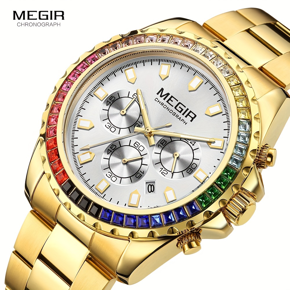 Megir Black Watches For Men Fashion Analog Chronograph - Temu