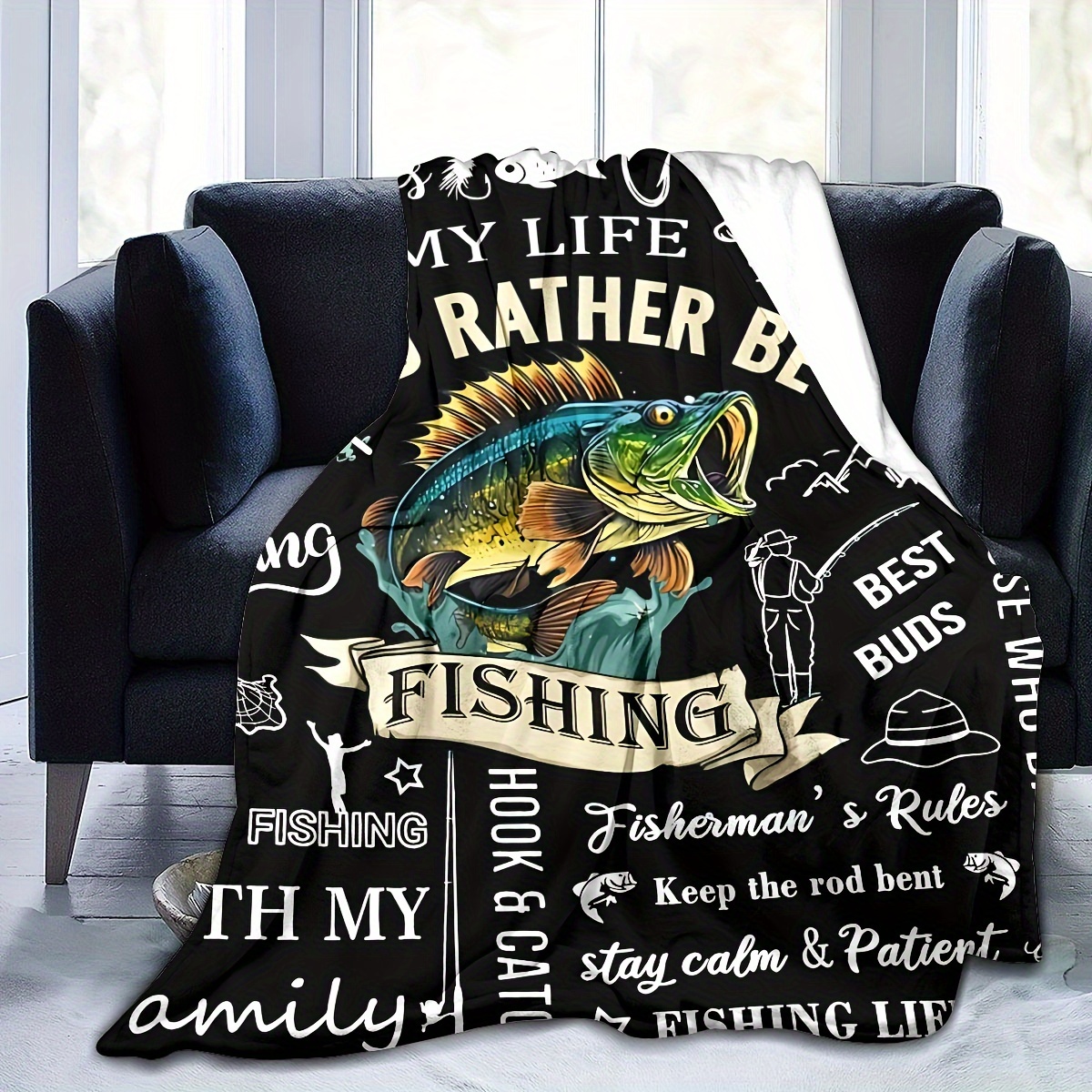  WZOMT Fish Blanket, Fishing Gifts for Men Women, Best