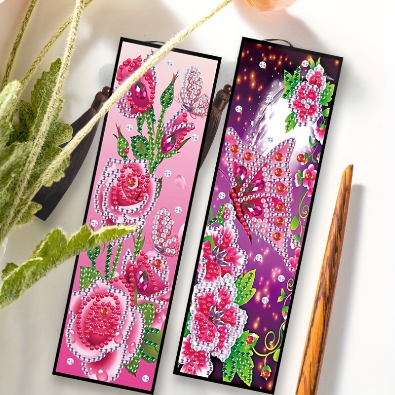 5d Artificial Diamond Painting Bookmarks Flower Rhinestone - Temu