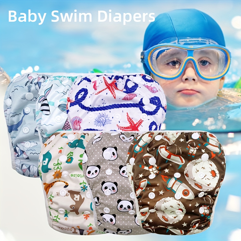 

1pc Reusable Swim Diaper For Baby Boys Girls, Adjustable Snaps Washable Swimpant For 0-3 Years Baby Girls Boys, Swimming Diaper