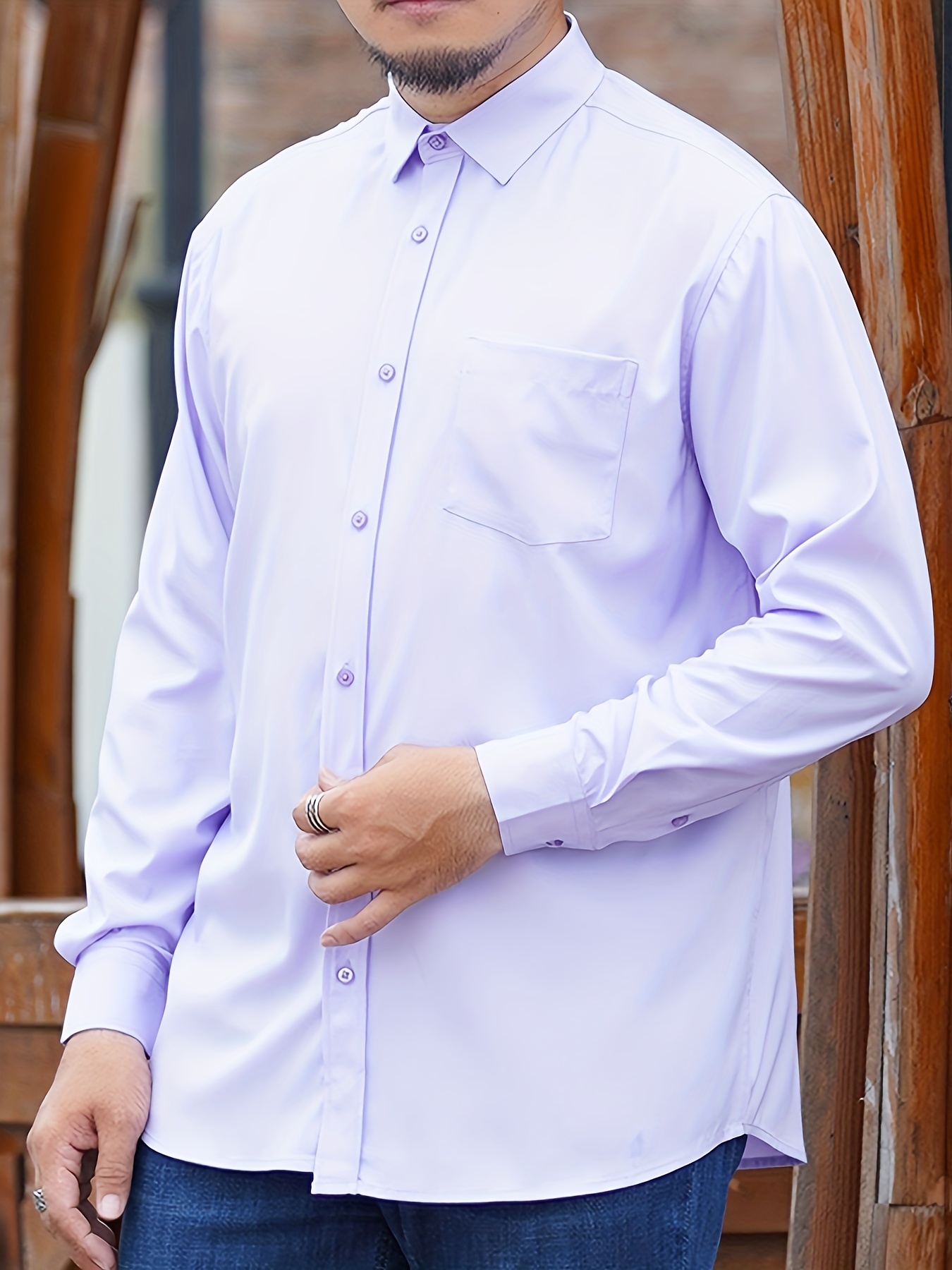 Men's Lilac Classic Easy Care Long Sleeve Shirt