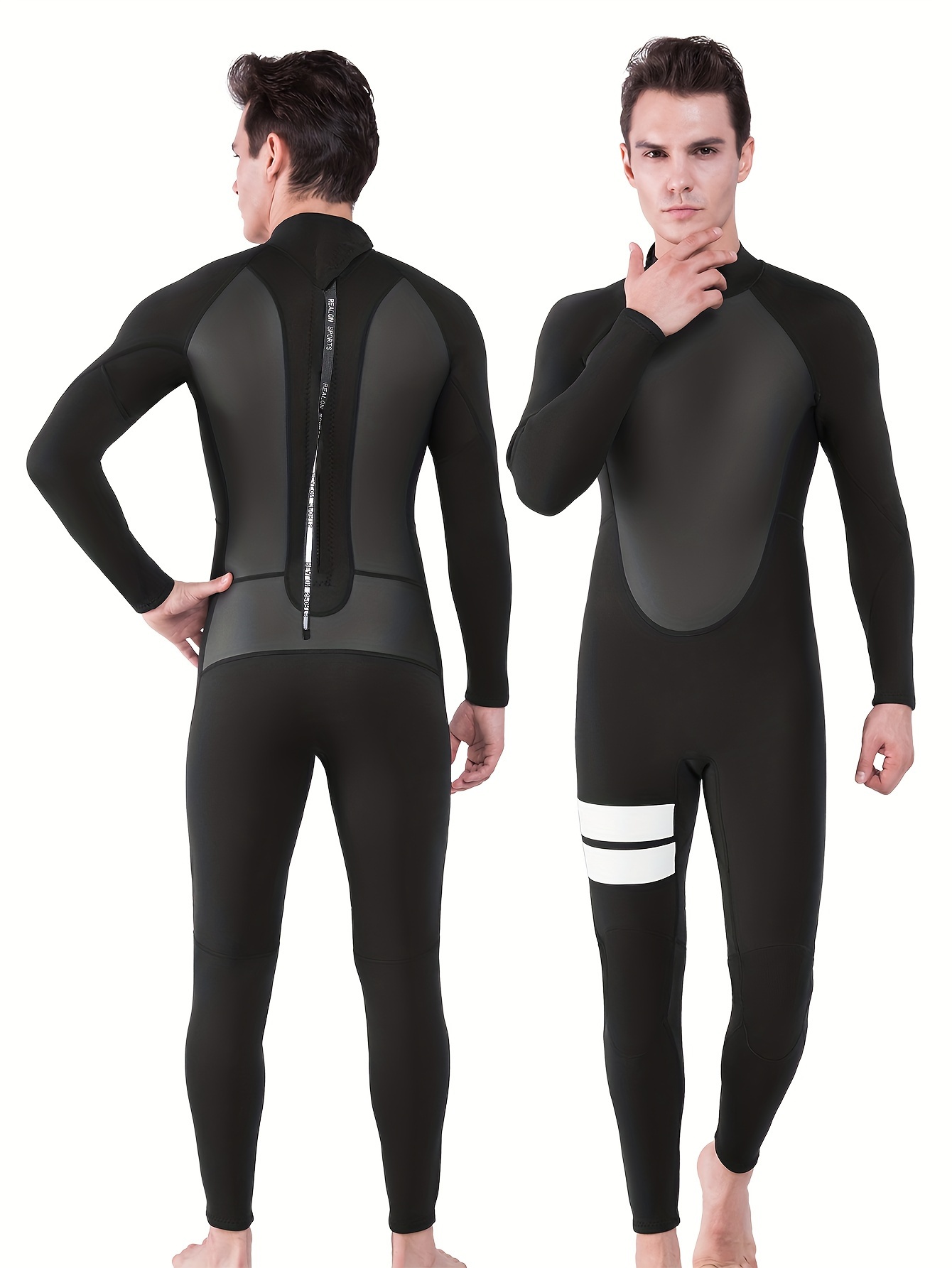  REALON Men Wetsuit Neoprene Wet Suits 3mm Full Body Long  Sleeves Swimsuit For Scuba Diving Swimming Surfing Adult In Cold Water  Aerobics
