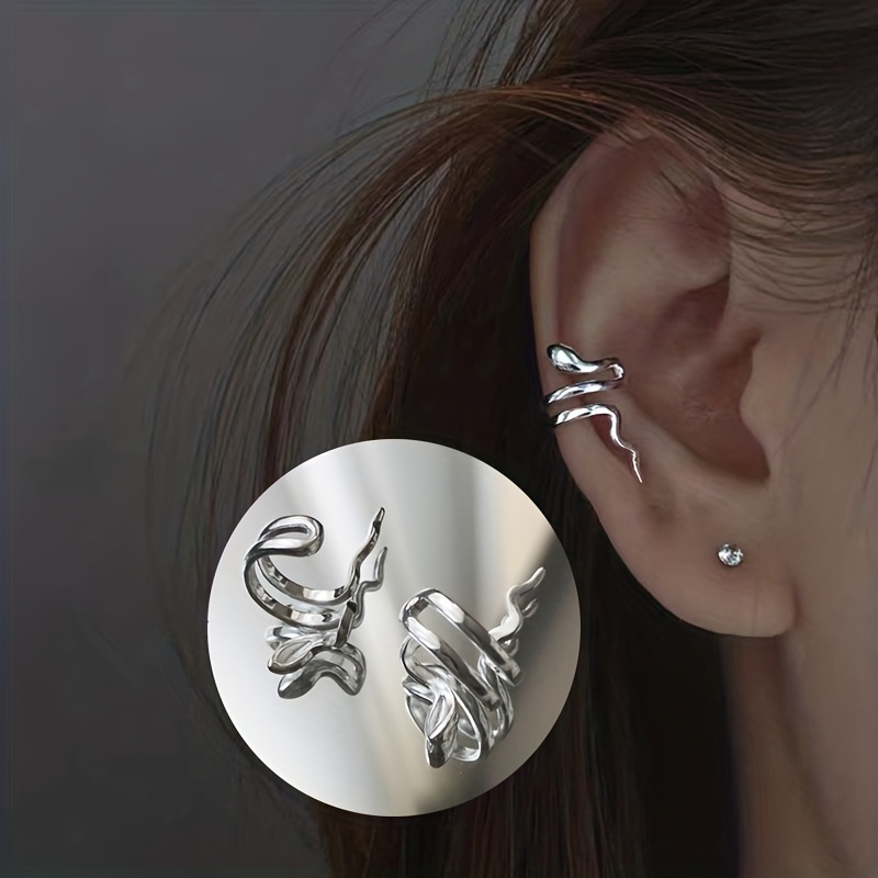 Sterling Silver Snake ear cuff, no piercing ear cuff, fake cartilage , no  piercing cartilage, serpent ear cuff, snake ear cuff, snake cuff