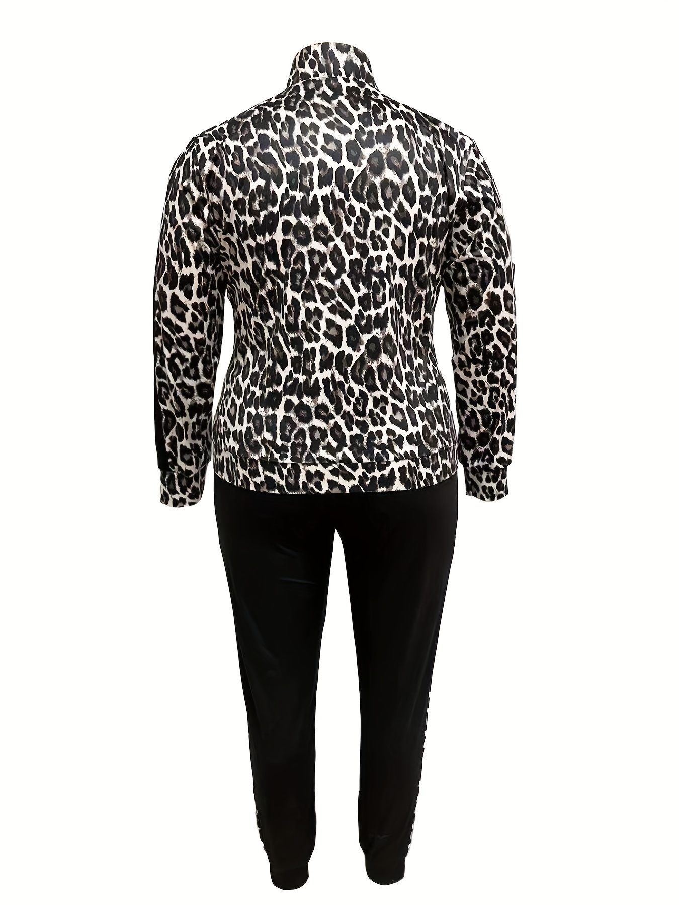 Plus Size Casual Outfits Set Women s Plus Leopard Print Long