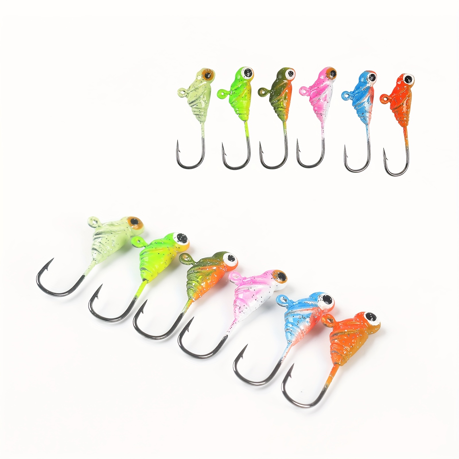 6 Colors Mini Ice Fishing Hooks Small Lead Head Hooks Ice - Temu
