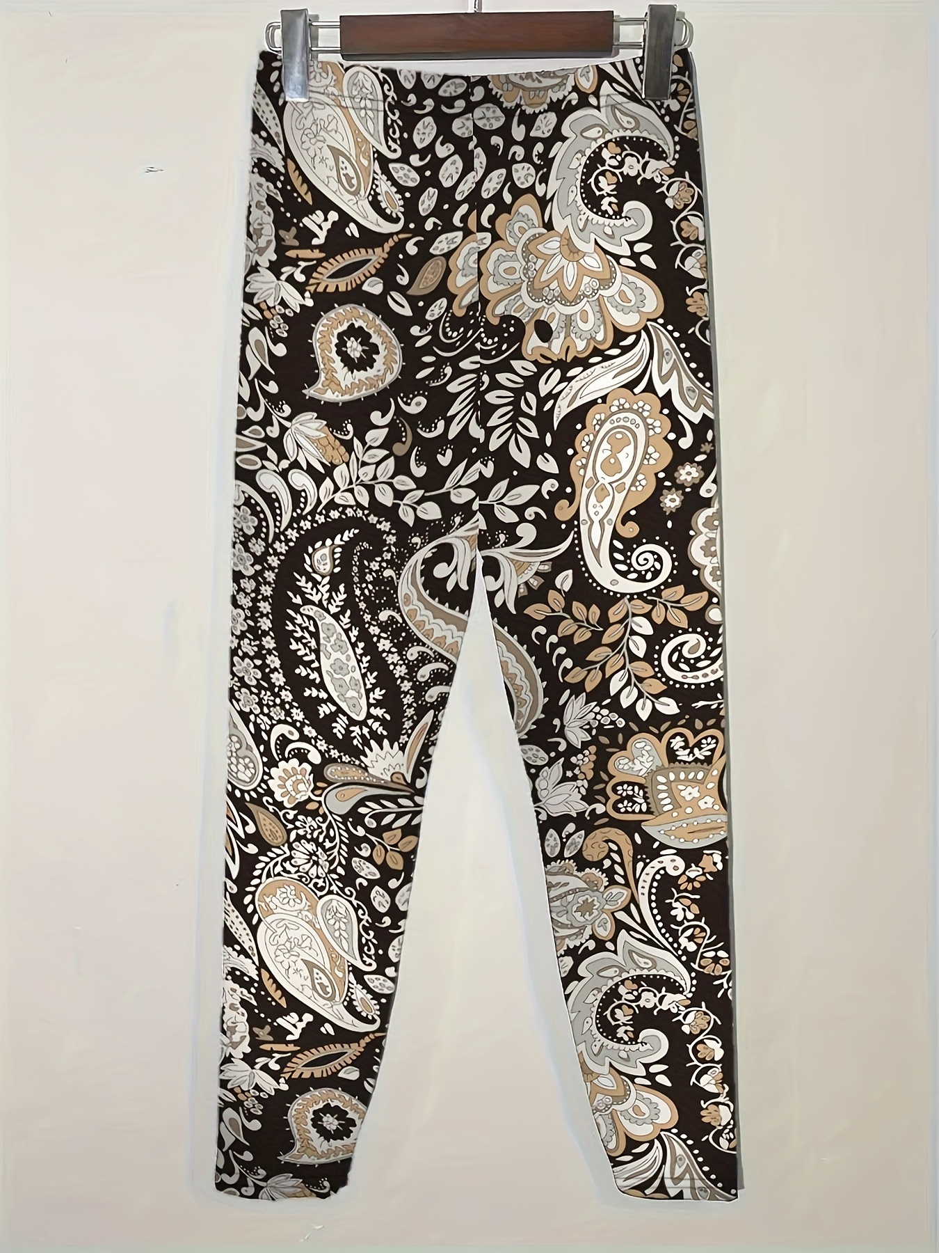 Plus Size Retro Leggings Women's Plus Paisley Floral Print - Temu