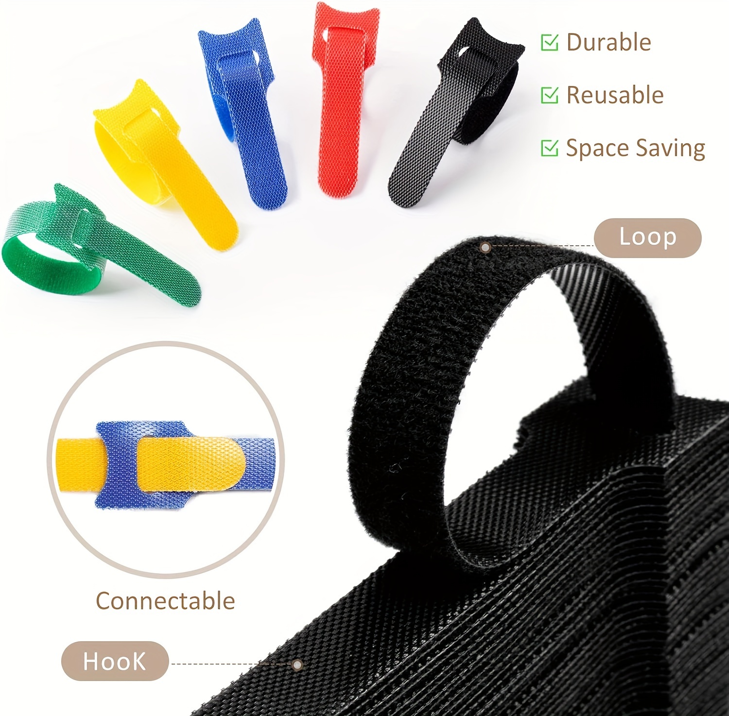 Adjustable Reusable Cable Management Strap Mixed Color - Temu Canada