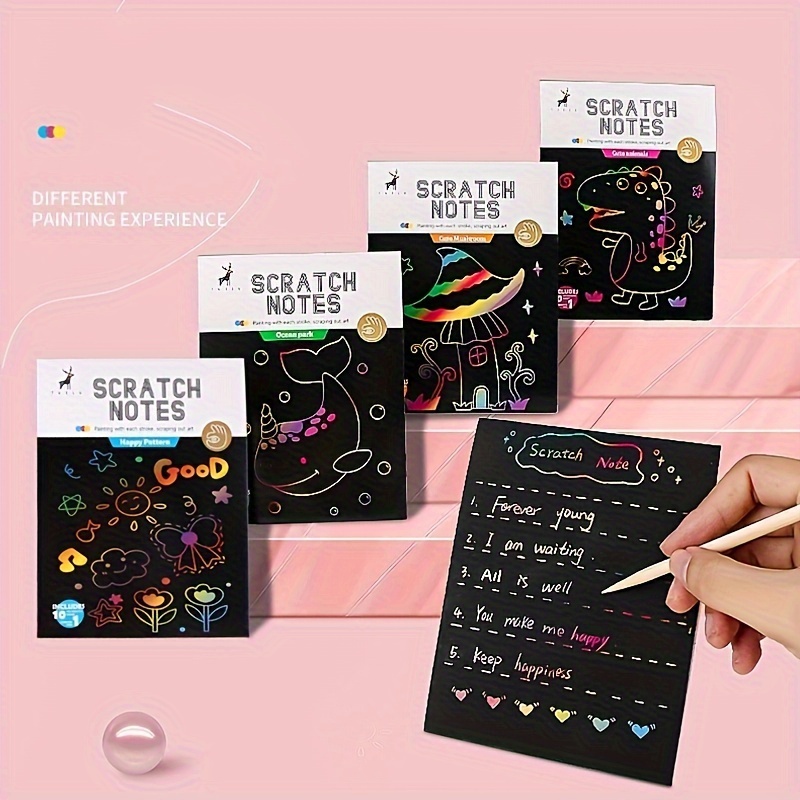 Rainbow Magic Scratch Paper Art Set Black Scratch It Off Art - Temu