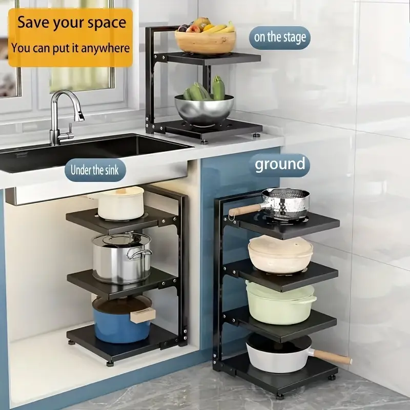 Pots And Pans Organizer For Cabinet, 2/3/4/5 Tiers Heavy-duty Pot
