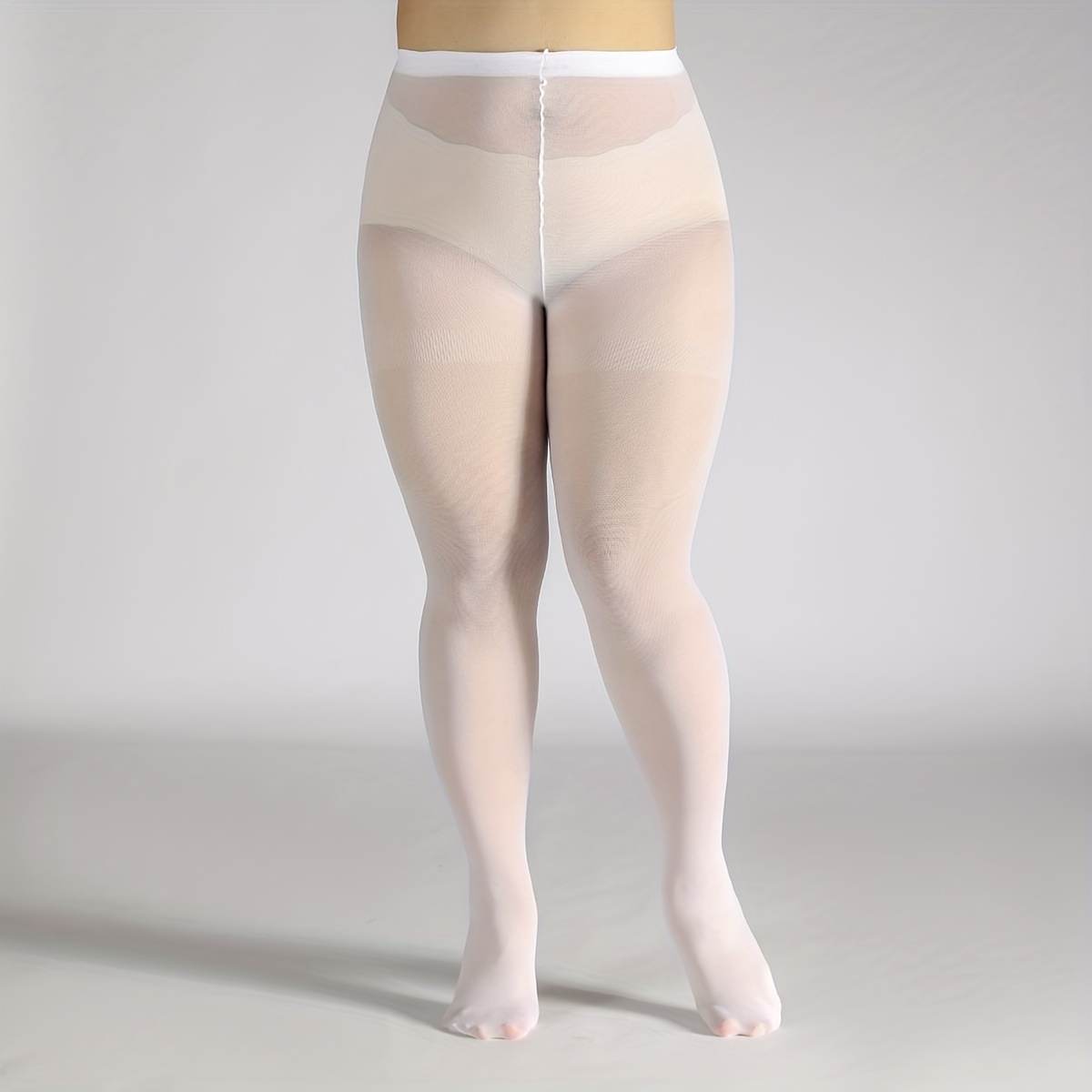 Plus Size Casual Stockings Women's Plus Solid Sheer Ultra - Temu Canada