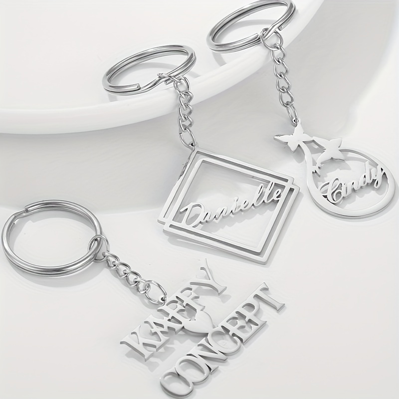 

1pc Custom Alphabet Keychain Key Tag Personalized Stainless Steel Key Chain Ring Friends Valentine's Day Mother's Day Father's Day Gift