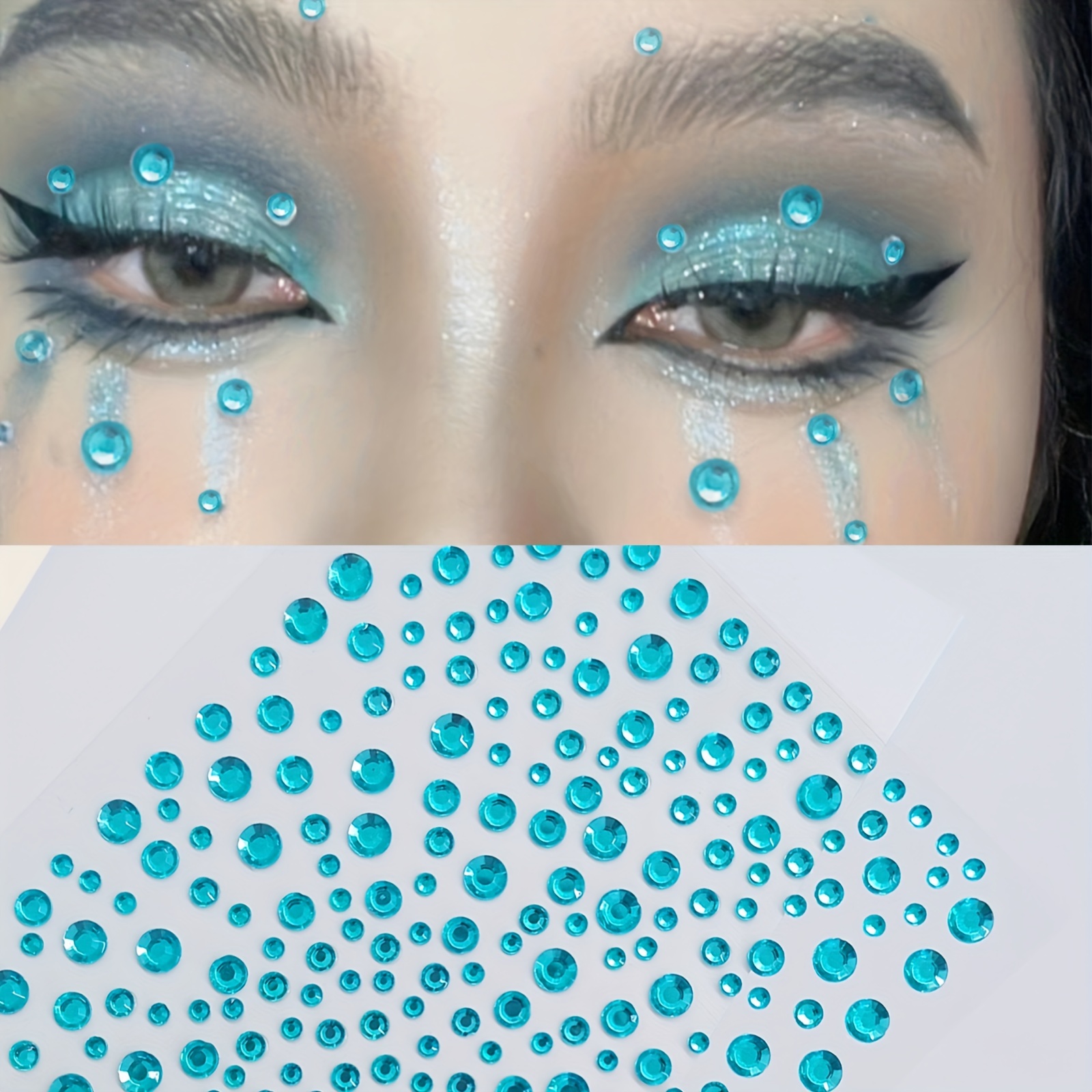 【Buy 1 Get 1 Free】2 pcs Y2K Style Rhinestone Eye and Face Drill Stickers  for Music Festivals, Proms, and Mardi Gras Makeup