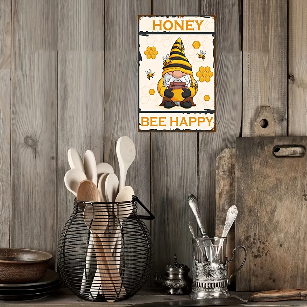 1pc, Honey Bee Knowledge Metal Tin Sign (12''x8'') , Funny