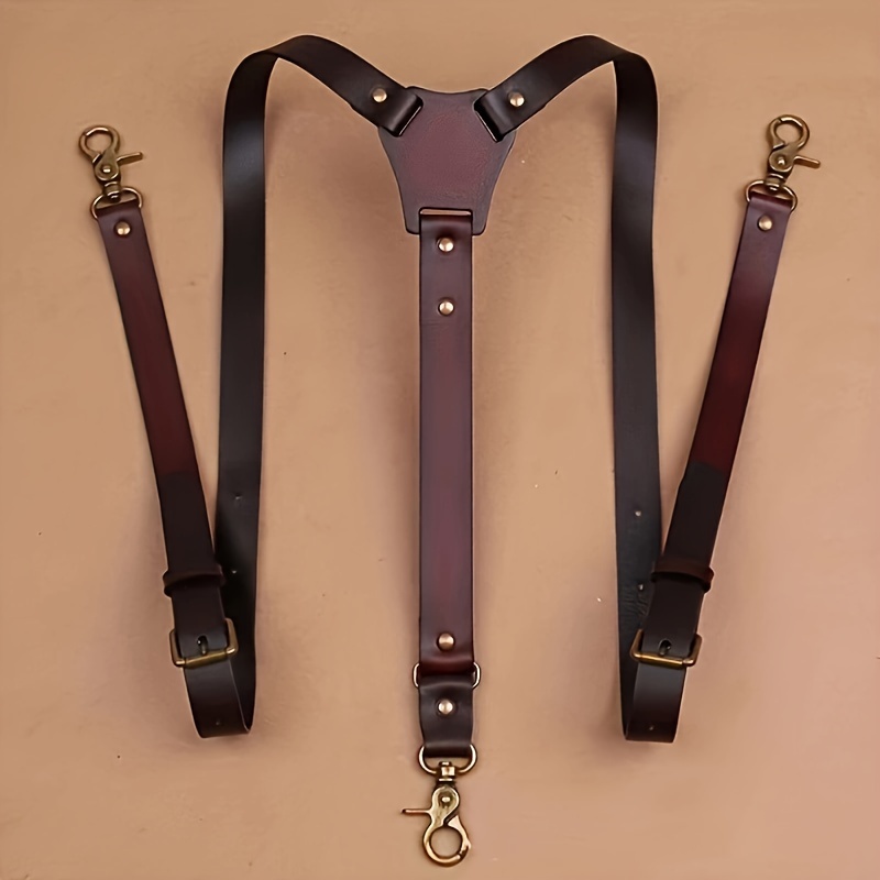 Adult Retro Strap Clip for Men's Suspenders with Hooks and Snap Buttons to Prevent Pants, Trousers from Falling Off,Temu